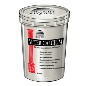 After Calcium is designed to be used after all calcium and no base relaxers. It is a unique blend of eight conditioners. After Calcium penetrates hair shaft and adds moisture to the scalp, adds gloss and shine, fills in broken hair fibers, helpreducebreakage, help cut down on calcium buildup, smooth cuticles, and restore hair to its normal pH.